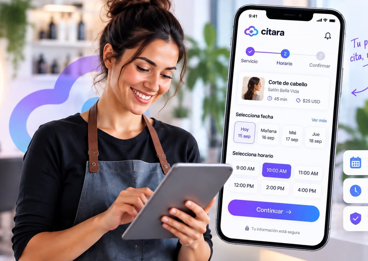 Una persona reservando su cita desde el teléfono
